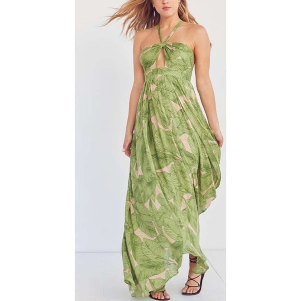 Kimchi Blue Tropical Leaf Maxi Dress S4